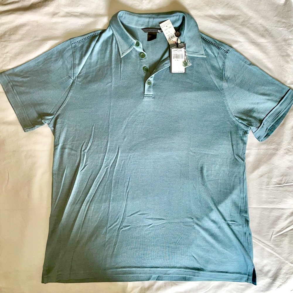 John Varvatos Polo Type . Silk Cotton short sleeve shirt L